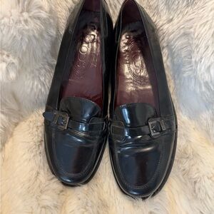 Tod's Black Leather Loafers with black TOD’s Buckle